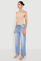 Womens Textured Knit Tie Strap One Shoulder Top,