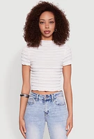 Womens Tiered Short Sleeve Top, White,
