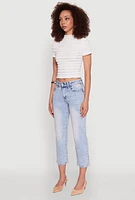 Womens Tiered Short Sleeve Top, White,
