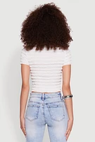 Womens Tiered Short Sleeve Top, White,