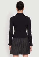 Womens Iris Tie Waist Button Front Shirt, Black, Size L