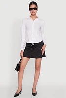 Womens Iris Tie Waist Button Front Shirt, White, Size S