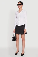 Womens Iris Tie Waist Button Front Shirt, White, Size S