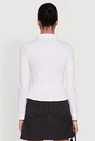 Womens Iris Tie Waist Button Front Shirt, White, Size S