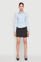 Womens Iris Tie Waist Button Front Shirt, M