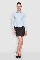 Womens Iris Tie Waist Button Front Shirt, M