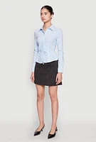 Womens Iris Tie Waist Button Front Shirt, M