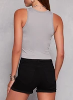 Womens Racerback Crew Neck Tank Top, Grey, Size S-M