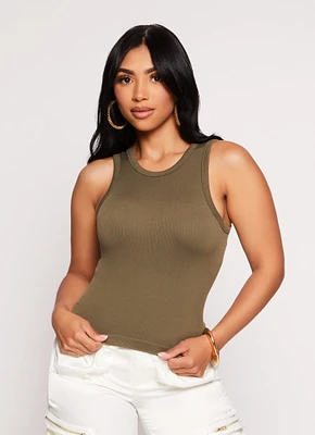 Womens Racerback Crew Neck Tank Top, Green, Size S-M