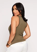 Womens Racerback Crew Neck Tank Top, Green, Size S-M