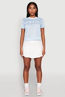 Womens Graphic Jersey Top, Blue, Size L