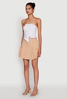 Womens Chic Tube Top with Ruching and Asymmetrical Design, White, Size M