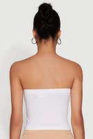 Womens Chic Tube Top with Ruching and Asymmetrical Design, White, Size M