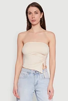 Womens Chic Tube Top with Ruching and Asymmetrical Design,