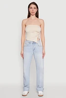 Womens Chic Tube Top with Ruching and Asymmetrical Design,