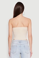 Womens Chic Tube Top with Ruching and Asymmetrical Design,