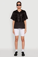 Womens Satin Football Jersey, Black,