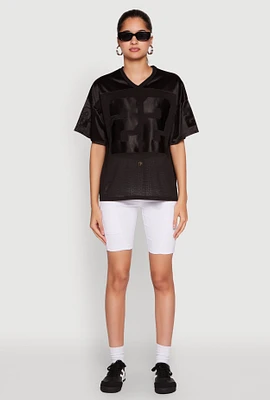 Womens Satin Football Jersey, Black, Size S