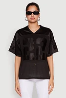 Womens Satin Football Jersey, Black,