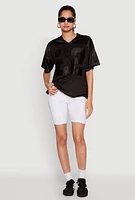 Womens Satin Football Jersey, Black,