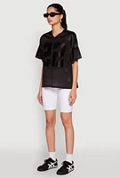Womens Satin Football Jersey, Black,