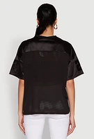 Womens Satin Football Jersey, Black,