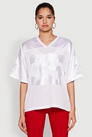 Womens Satin Football Jersey, White, Size XL