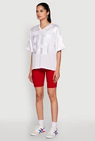 Womens Satin Football Jersey, White, Size XL