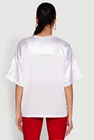 Womens Satin Football Jersey, White, Size XL