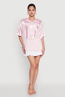 Womens Satin Football Jersey, Pink, Size M