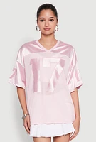 Womens Satin Football Jersey, Pink, Size M