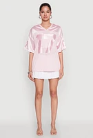 Womens Satin Football Jersey, Pink, Size M