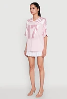 Womens Satin Football Jersey, Pink, Size M
