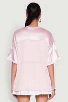 Womens Satin Football Jersey, Pink, Size M