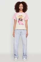 Womens Bear Graphic Raglan Tee, Multi, Size XL