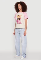 Womens Bear Graphic Raglan Tee, Multi, Size XL