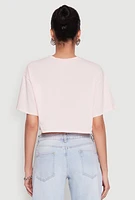 Womens Comeback Bear Graphic Cropped Tee, Pink,