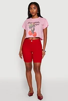 Womens Bowtifully Unique Boxy Cropped Graphic Tee, Pink, Size XL