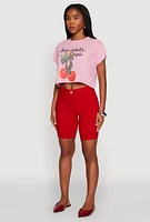 Womens Bowtifully Unique Boxy Cropped Graphic Tee, Pink, Size XL