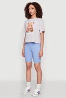 Womens Keep On Smiling Bear Graphic Tee, Grey, Size M