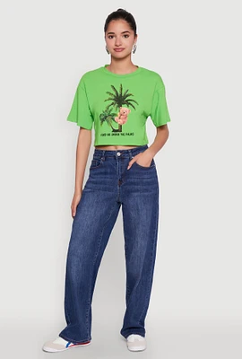 Womens Find Me Under The Palms Graphic Cropped T-Shirt, XL