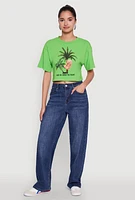 Womens Find Me Under The Palms Graphic Cropped T-Shirt, XL