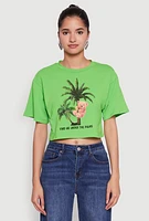 Womens Find Me Under The Palms Graphic Cropped T-Shirt, XL