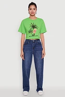 Womens Find Me Under The Palms Graphic Cropped T-Shirt, XL