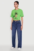 Womens Find Me Under The Palms Graphic Cropped T-Shirt, XL
