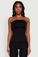 Womens Madden Girl Ruched Side Slit Tube Top, Black, Size L