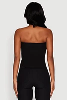 Womens Madden Girl Ruched Side Slit Tube Top, Black, Size L