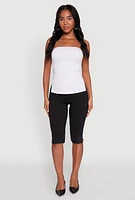 Womens Madden Girl Ruched Side Slit Tube Top, White, Size M