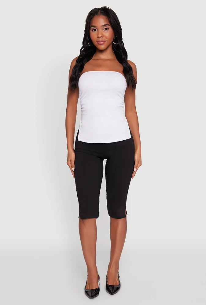 Womens Madden Girl Ruched Side Slit Tube Top, White, Size XL