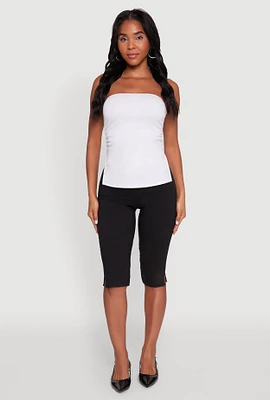 Womens Madden Girl Ruched Side Slit Tube Top, White, Size XL